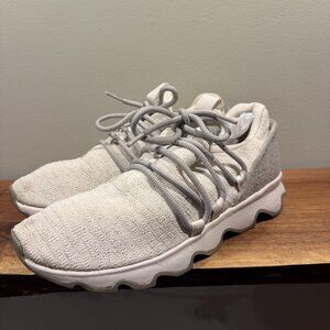 Sorel Kinetic Shoes Women's 10 White Gray Knit Lace Up Sneaker